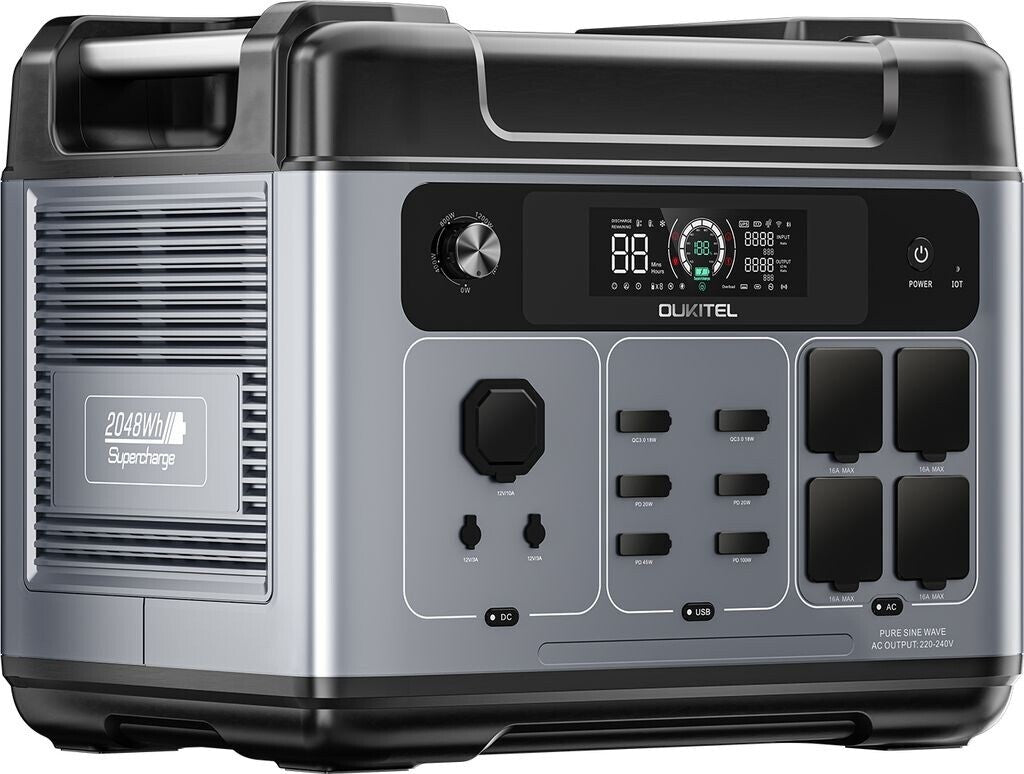 OUKITEL P2001E PLUS Portable Power Station – 2400 W | 2048 Wh LiFePO4
