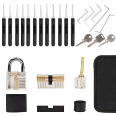 PickDieb 26-teiliges Lockpicking Set mit 3 transparenten Übungsschlössern + Abdeckungen und Anleitung | Schlosszylinder aus Metall | Dietrichset für Anfänger und Fortgeschrittene