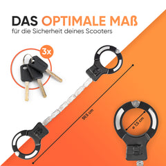 PickDieb Handschellenschloss für Fahrrad, E Scooter & Roller - Fahrradschloss Handschellen für E Bike extrem Robust & hohe Sicherheit - Massives Schloss mit 9 Gliedern und Kettenschutz - keine Kratzer