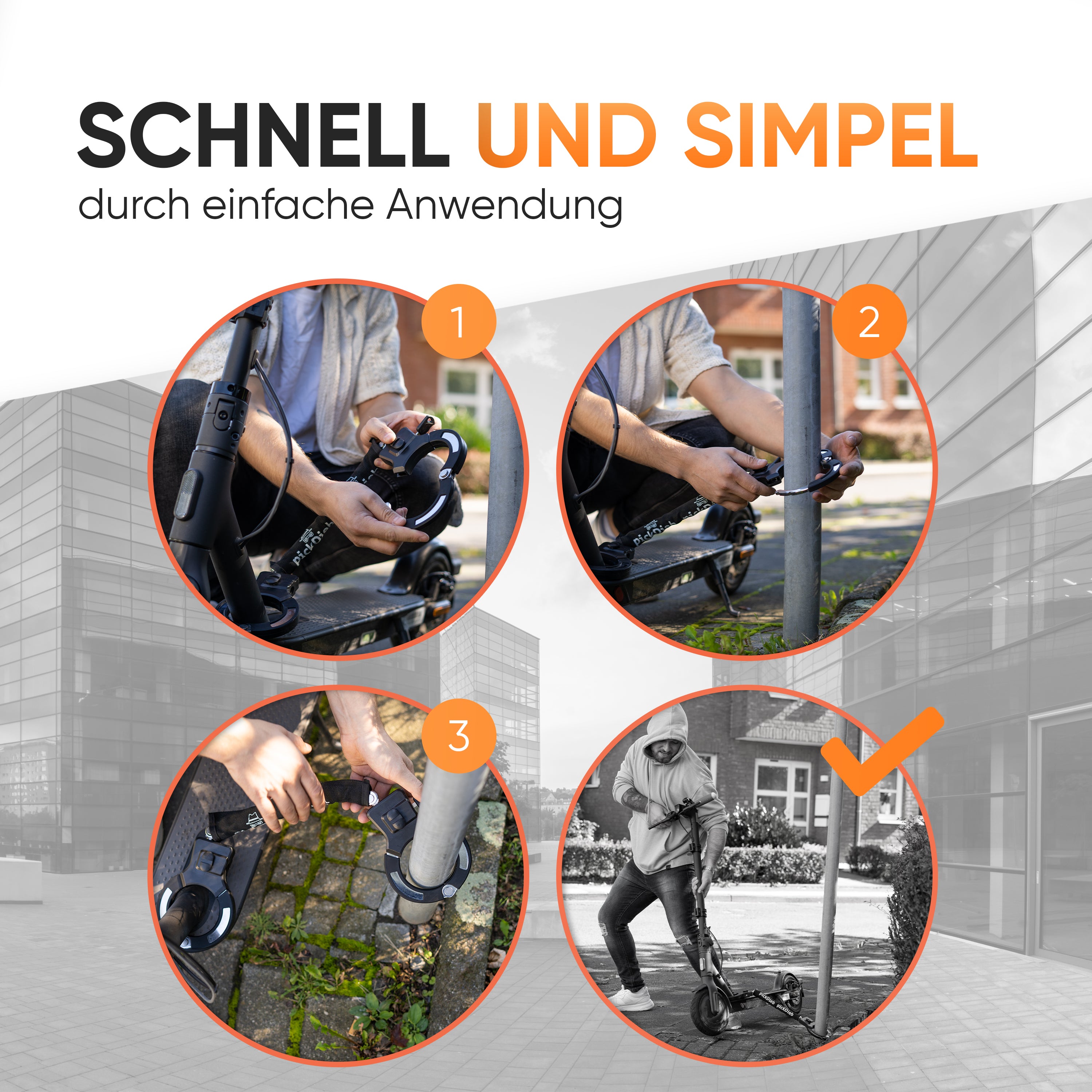 PickDieb Handschellenschloss für Fahrrad, E Scooter & Roller