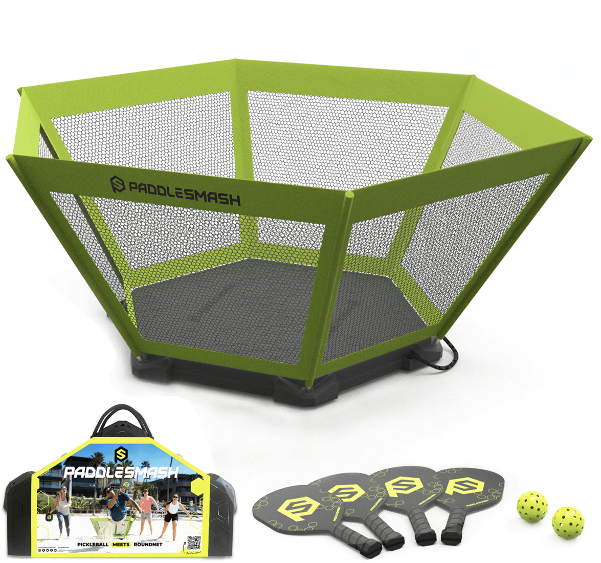 PaddleSmash - PaddleSmash Set - 4 Schläger, Spielfeld, 2 Bälle