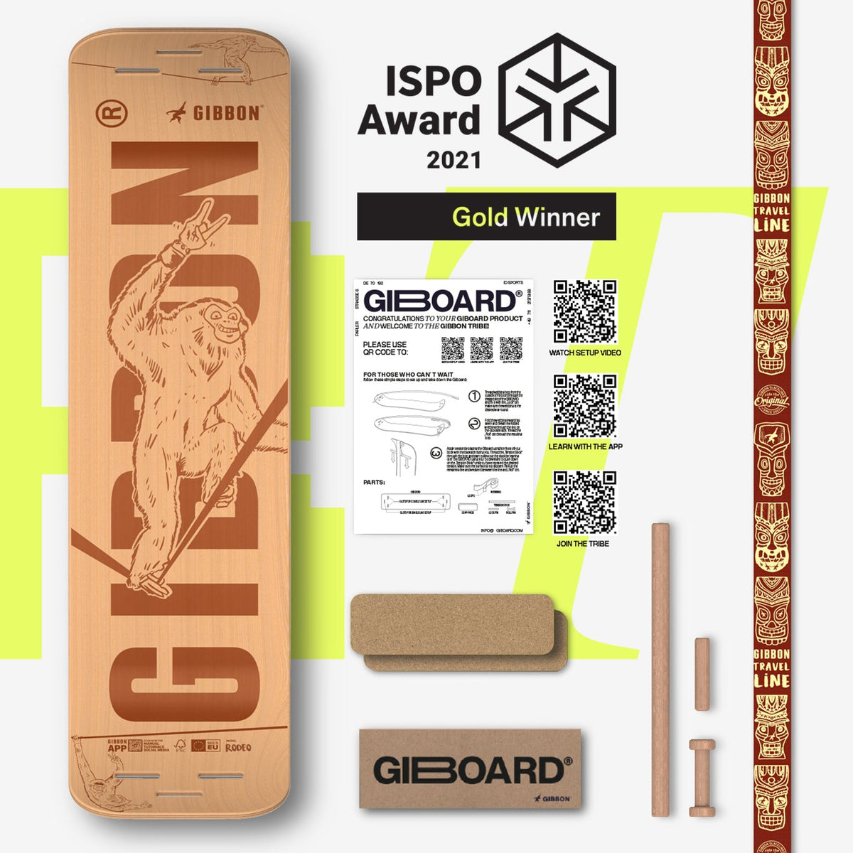 GIBOARD Set Roots Rocker Travel Gibbon